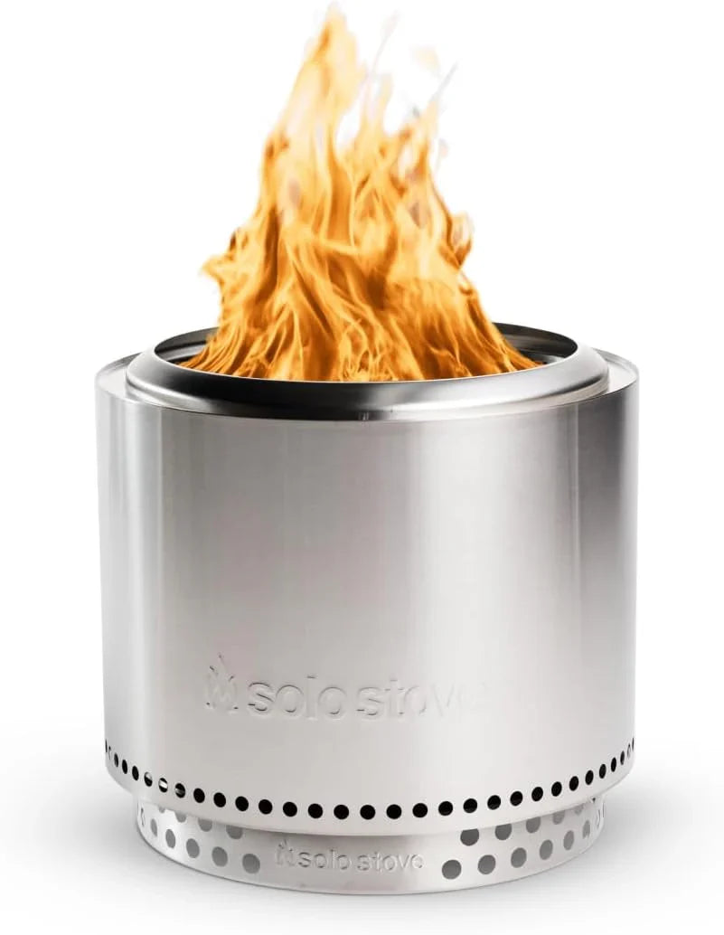 The "Stove Fire Pit" 2.0 with a bracket, 19.5-inch non-flaming pit, detachable ash tray - Portable outdoor fire pit - Stainless steel wood-burning fireplace, suitable for 4 - 6 people, weighs 21.75 pounds, ashes