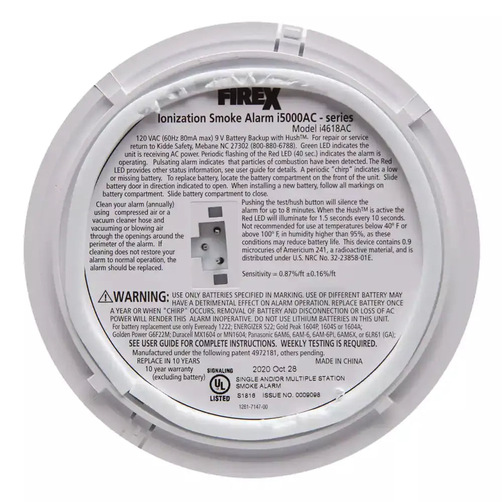 i4618 4-Pack Hardwired Smoke Alarm with Ionization Sensor, 120V AC, 9V Battery Backup