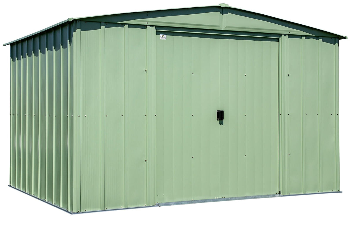Classic Galvanized Steel Storage Shed, Sage Green, 10-ft x 8-ft