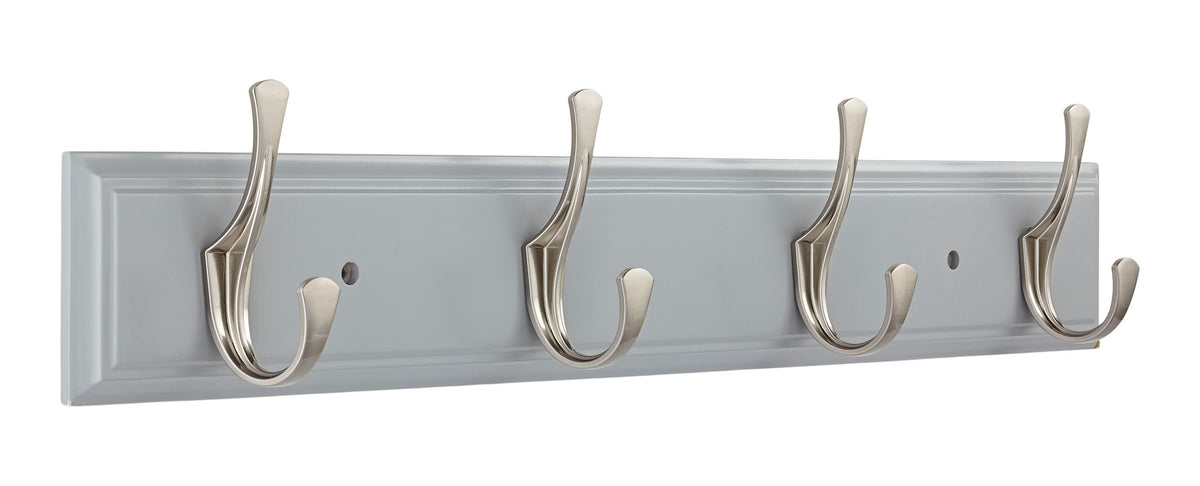 Voisin Stainless Steel 4-Hook Rail, Flint Grey, 27-in