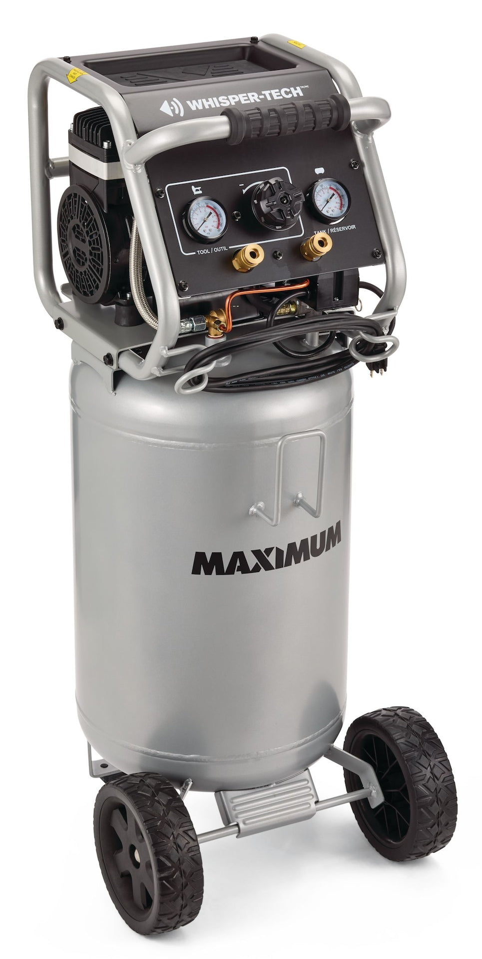 15-Gallon Oil-Free Quiet Portable Vertical Air Compressor with Top Tray