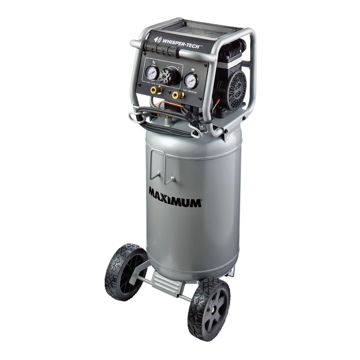 15-Gallon Oil-Free Quiet Portable Vertical Air Compressor with Top Tray
