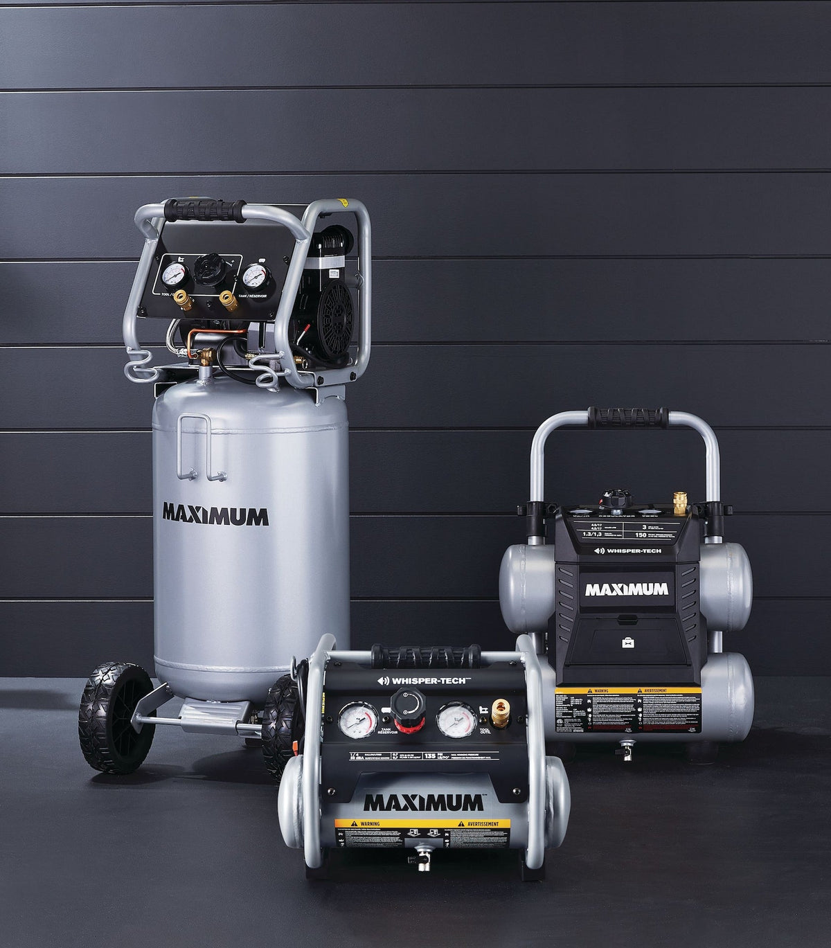 15-Gallon Oil-Free Quiet Portable Vertical Air Compressor with Top Tray