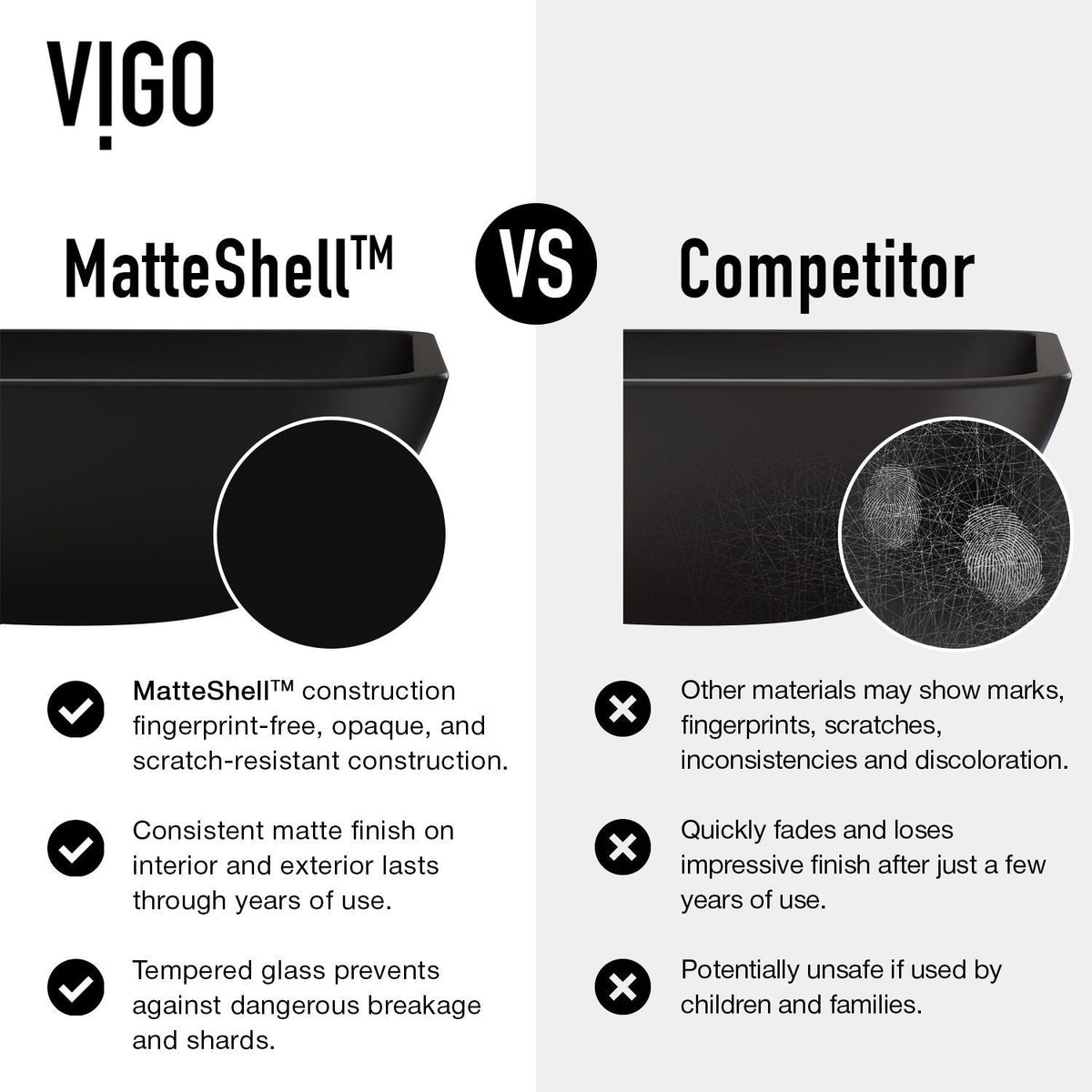 Modus Glass Round Vessel Bathroom Sink/Basin with Rounded Edges & Deep Bowl, Black