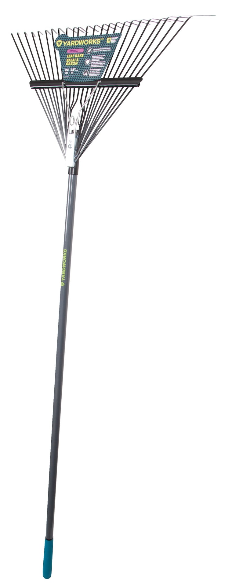 24-Tine Metal Leaf Rake with Fibreglass Shaft, 24-in