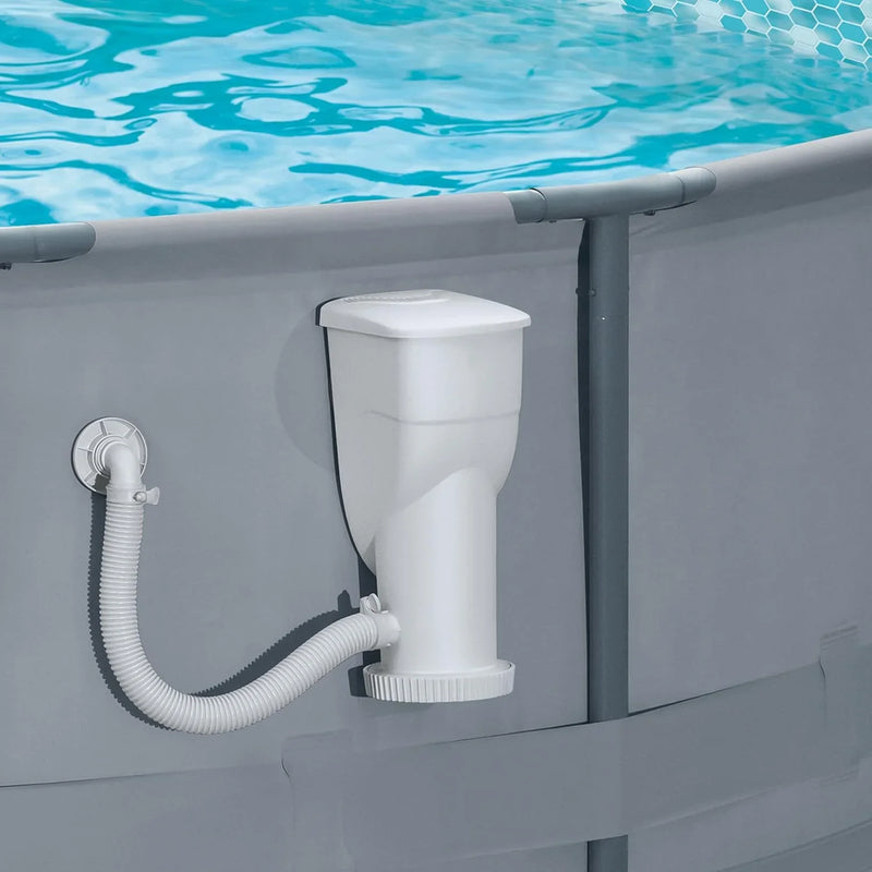 Gallons Per Hour 2 in 1 Filter Pump and Skimmer System with Clamps and 1.5 Inch Hose Fitting for Above Ground Swimming Pools H7056