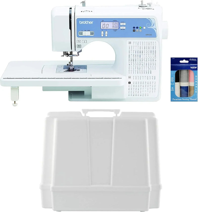 Brother Sewing and Quilting Machine, Computerized, 165 Built-in Stitches, LCD Display, Wide Table, 8 Included Presser Feet, White, 20x12x17 M0855