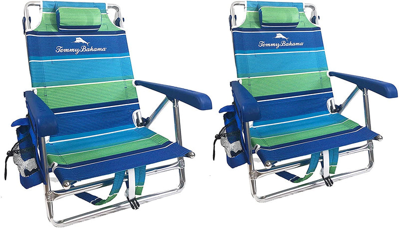 2 Backpack Beach Chairs with Storage Pouch and Towel Bar N9172