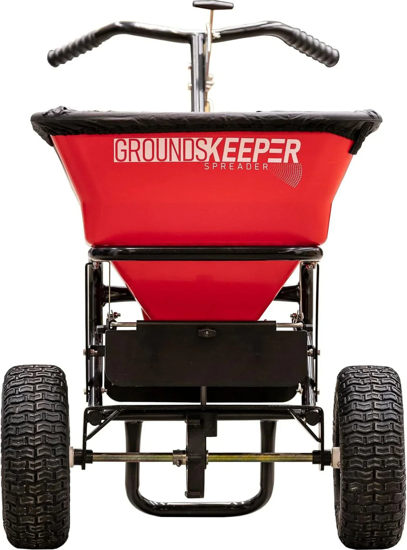 Buyers Products 3039632R Grounds Keeper Commercial Walk Behind Push Spreader, 100lb Capacity, For Salt, Ice & Snow Melt, Included Grate & Cover With Enclosed Gearbox for Protection P4326