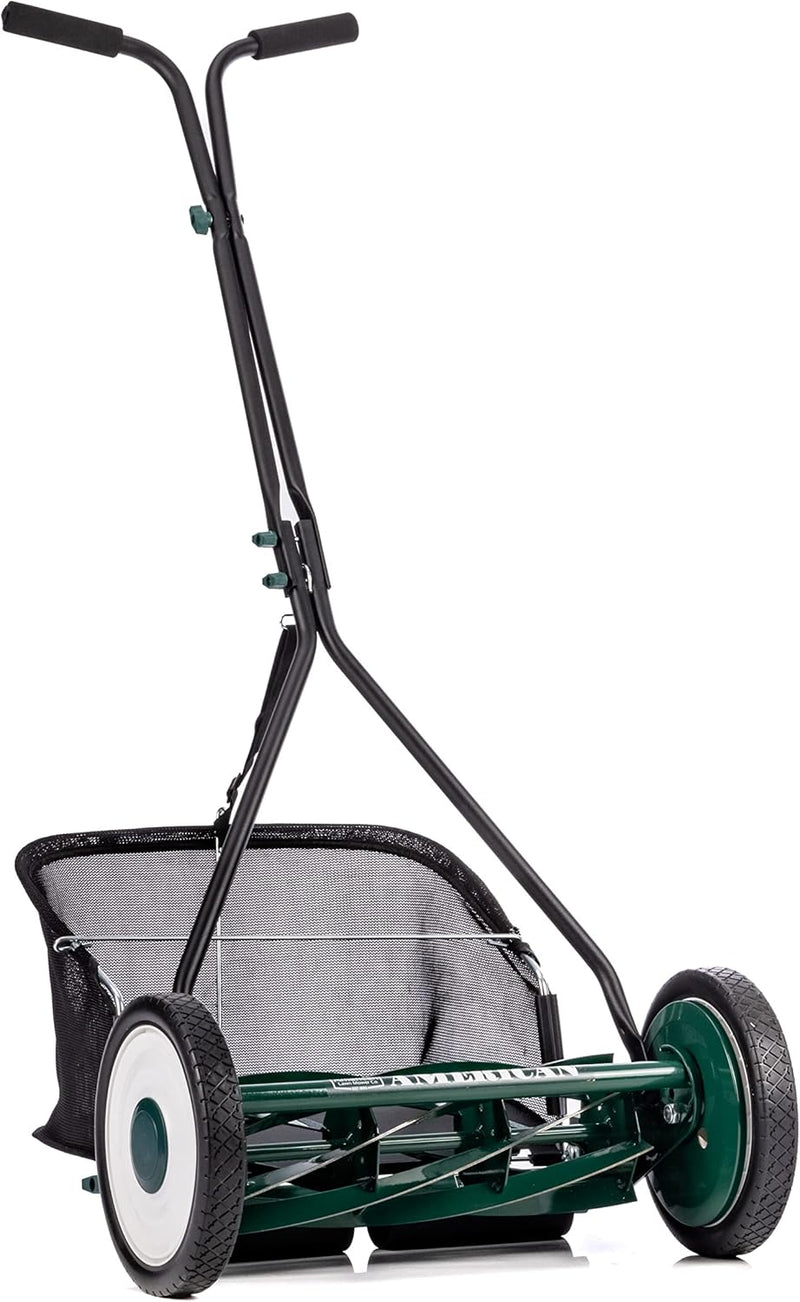 Mower Company 1725-16GC 16-inch 7-blade reel mower with grass debris collection device, designed specifically for lawns, green model B7743