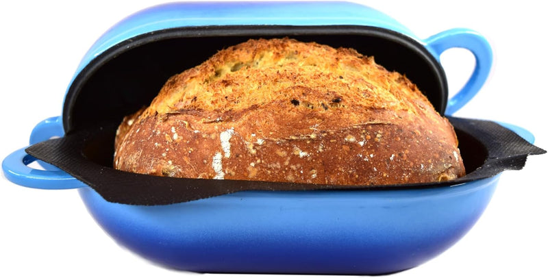 Super Simple Craft Bread Set. Cast iron Dutch oven [compact 2-bowl capacity] and perforated non-stick silicone liner. U2878