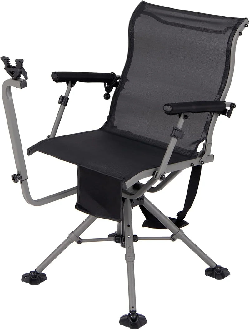 360° rotatable hunting seat, equipped with 4 extendable aluminum legs, adjustable gunstock, portable hunting shelter chair, equipped with carrying straps for outdoor activities. N9574