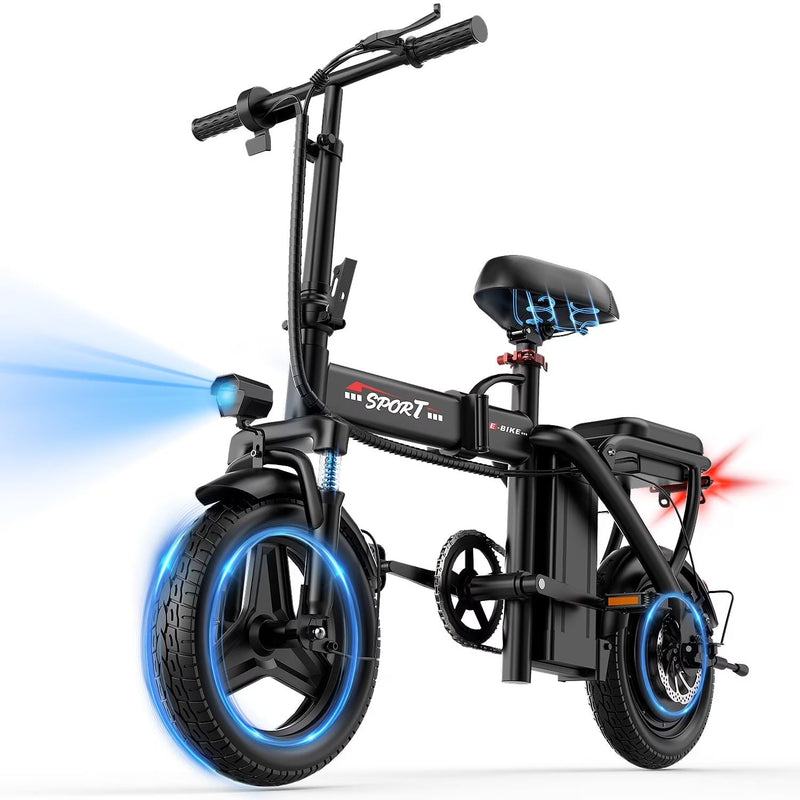 ASKGO Z6 14 in Electric Bike 1200W Motor, 48V/10AH E-Mountain Bike,Folding Electric Bicycle for Adult with Two Seats UL2849,Unisex,Pedal-Assist J4852