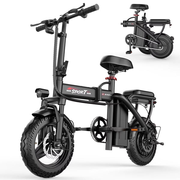 14 in Electric Bike with Dual Front Suspension 500W Folding Ebike, Up to 25Miles 20MPH, 48V Removable Lithium-Battery, 14 in Foldable Commuting... W0186