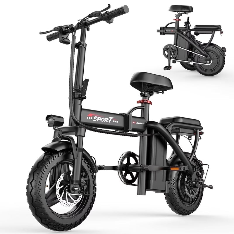 14 in Electric Bike with Dual Front Suspension 500W Folding Ebike, Up to 25Miles 20MPH, 48V Removable Lithium-Battery, 14 in Foldable Commuting... W0186