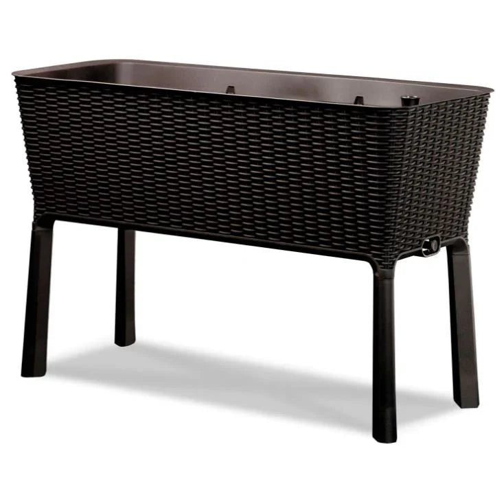 Dark Brown Wicker Raised Garden Bed Planter w/ Water Indicator W7758