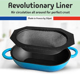 Super Simple Craft Bread Set. Cast iron Dutch oven [compact 2-bowl capacity] and perforated non-stick silicone liner.