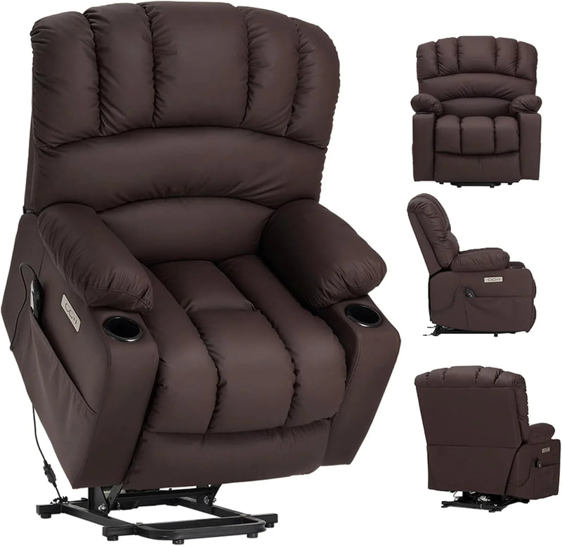 Electrically adjustable reclining chair - Electrically massaging adjustable reclining chair. The chair seat has a heating function. Large shell with velvet backrest. Suitable for the elderly and the elderly. Electrically adjustable reclining chair. D6500