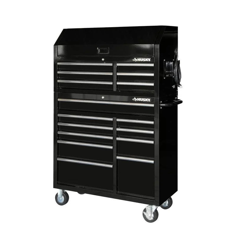41 in. 16-Drawer Tool Chest and Cabinet Combo in Gloss Black H0452