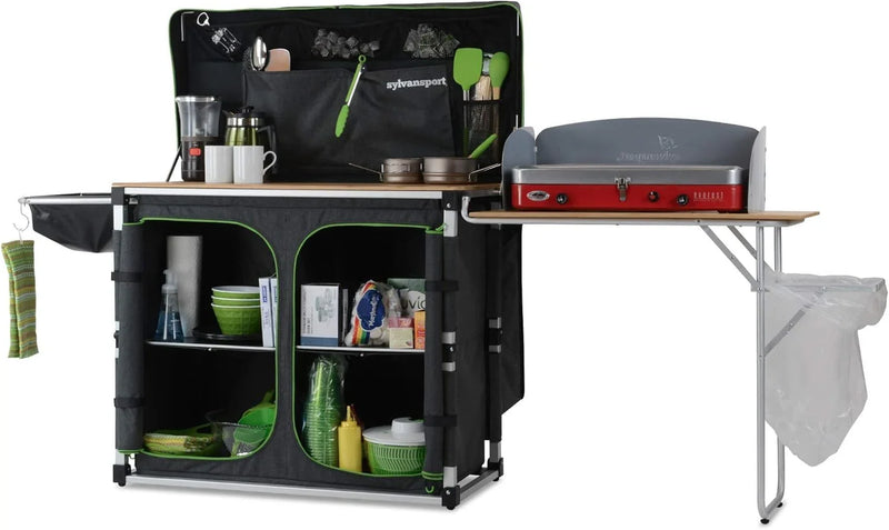 Outdoor camping kitchen system, convenient for cooking, cleaning, preparing camping meals, luxurious camping and essential camping items, large-sized "table magic" series Q2096