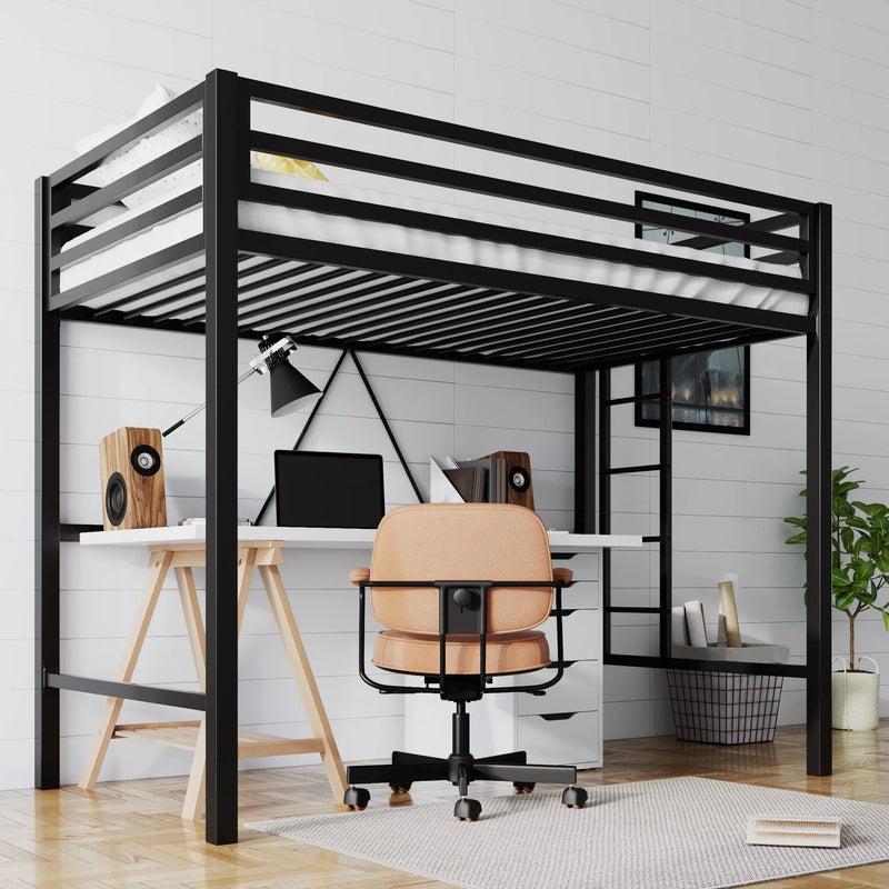Junior Loft Bed Twin Size, Heavy Duty Twin Bed Frame T1364