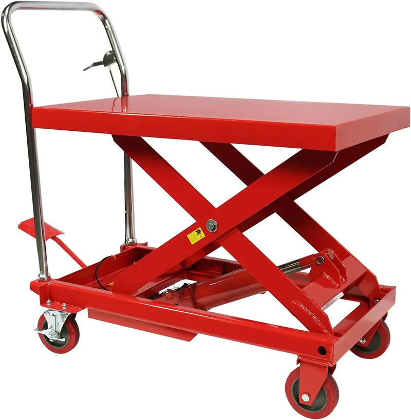 Hydraulic Lift Table Cart – 31" Lift Height, Double Scissor Design with 4 Wheels & Non-Slip Pad for Material Handling K1810