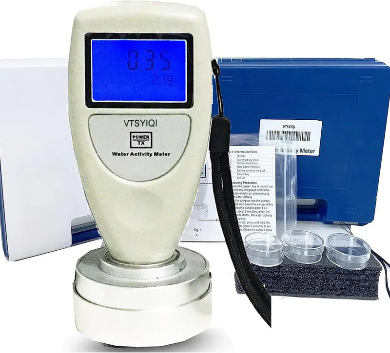 Water Activity Meter Food AW Tester Monitor Water Analyzer for Grain Fruits Vegetables Breads Biscuits Cakes Puffed Food 6 bit Backlight Digital Display W3325