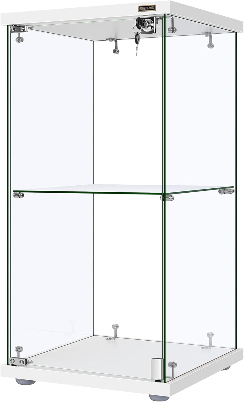4 Layers 15.7''W x 15.7''D x 62.6''H Glass Display Cabinet Countertop Showcase with Lock, 5mm Tempered Glass 25mm MDF Base K6768