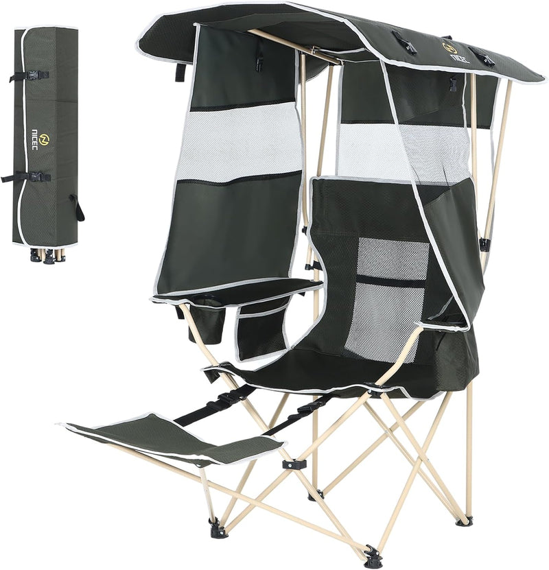 Nice C Canopy Chair, Camping Chair with Canopy, Folding Chair with Canopy, Shade Chair, Canopy Chair Outdoor, Folding Lawn Chair with Canopy, Sport Chair, Camping Chair with Foot Rest (2-P w/Footrest) P5067