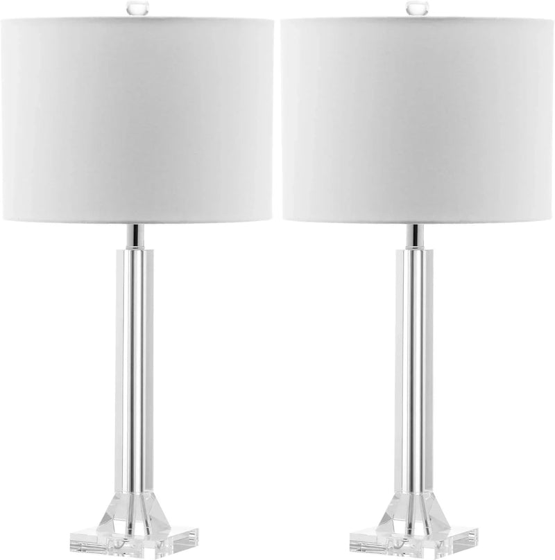 27" Modern Crystal Table Lamp 2-Pack with Linen Shade for Bedroom Living Room Home Office Desk Nightstand with LED Bulb Suitable Room, Dormitory, Office D1637
