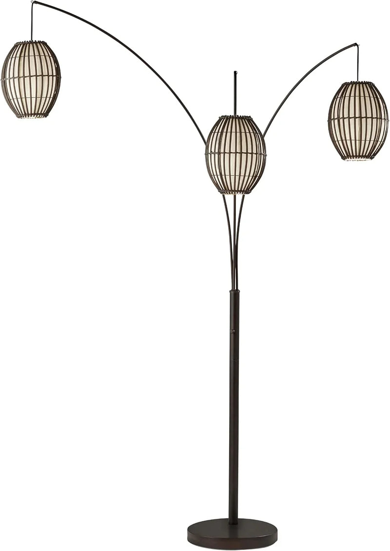 Floor lamp, equipped with three movable lampshades and an adjustable height design - perfect for decorating bedrooms, living rooms and corners, with a bronze color finish. G6042