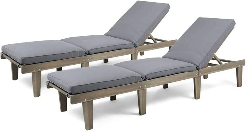 Outdoor rosewood recliner (set of two), gray surface / dark gray seat cushion V0395