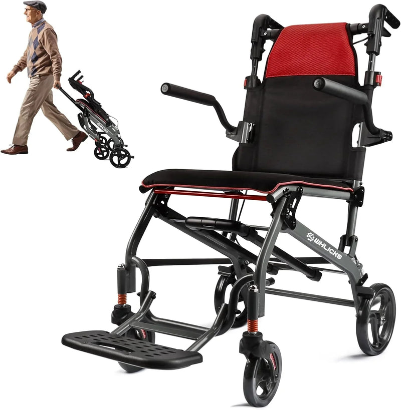 Wheelchairs for Adults Transport Chair Lightweight Foldable with Telescopic Handle, 19.4lbs Portable Folding Travel Wheel Chairs for Seniors H7341
