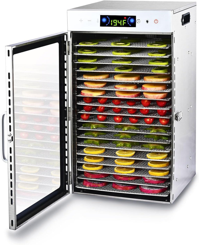 Touch screen 18-Floor Stainless Steel Food Dehydrator, Adjustable Timer and Temperature, 18 Racks, Dryer for Jerky, Meat, Fruits, herbs, tea, sourdough starter and Vegetables and lot more M3218