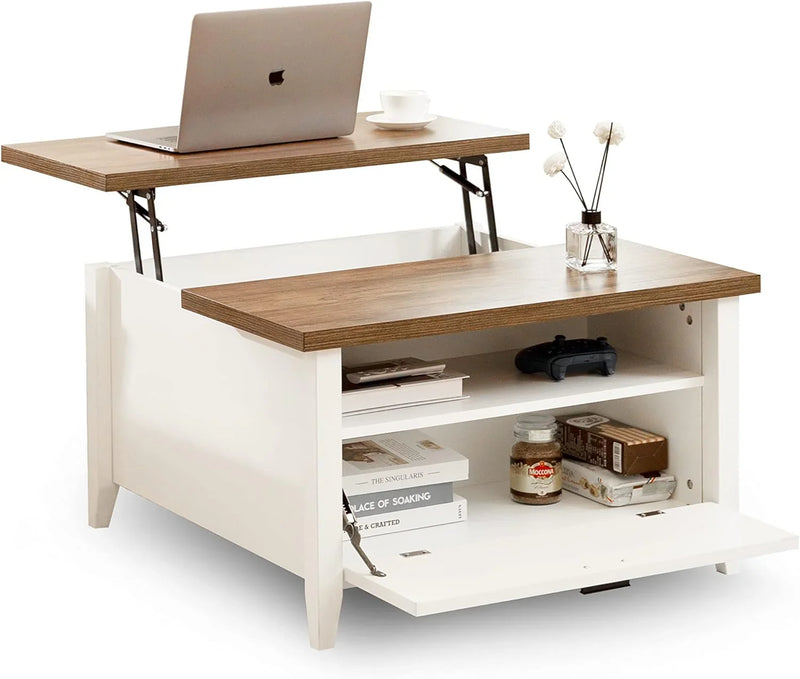 Retro-style high-back coffee table in white U4723