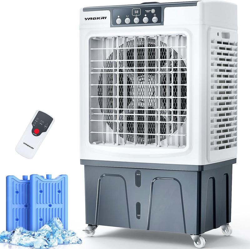 Evaporative Cooler, 2100CFM Air Cooler, 120°Oscillation Swamp Cooler with Remote Control, 24H Timer, 3 Wind Speeds for Outdoor Indoor Use,8 Gallon B2178
