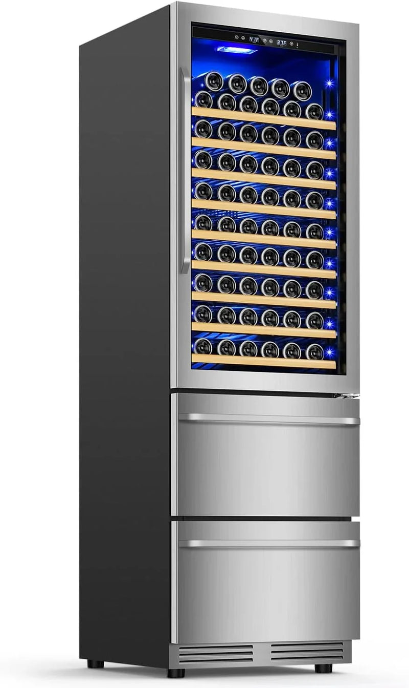 24 Inch Dual Drawer Fridge Under Counter with Wheels, Outdoor Beverage Refrigerator for Patio, Stainless Steel Weather-Proof, Freestanding or Built-In Installation, Ideal for Home and Commercial Use M4172