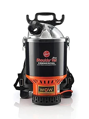 Hoover Commercial Shoulder Vac Pro Backpack Bagged Vacuum Cleaner, with HEPA Media Filter, Lightweight with Extra Long Cord, Chiropractic Design, for Carpet and Hard Floors, C2401, Black Q6554