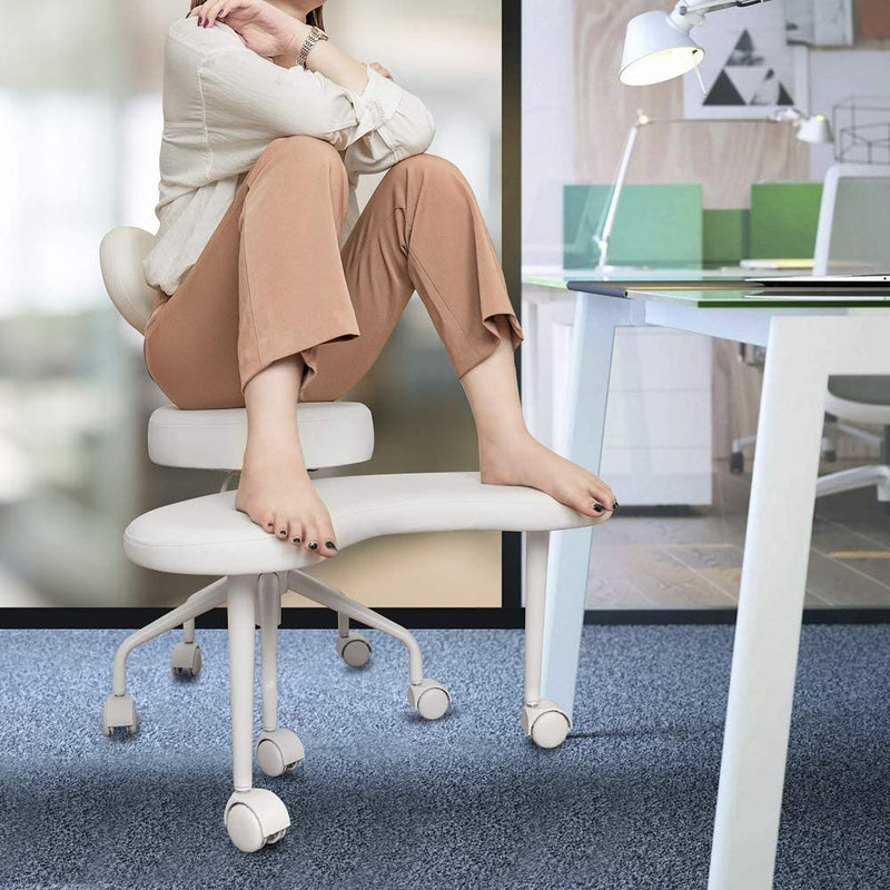 Meditation Chair, Home Office Desk Chair, Cross Legged Chair with Lumbar Support and Adjustable Stool Q5004