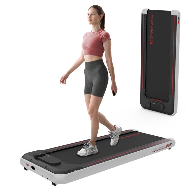 Citysports Treadmill Portable Walking Pad, Adjustable Speed with APP, LCD Screen Calorie Counter, Ultra Thin and Silent (Black White) V7666