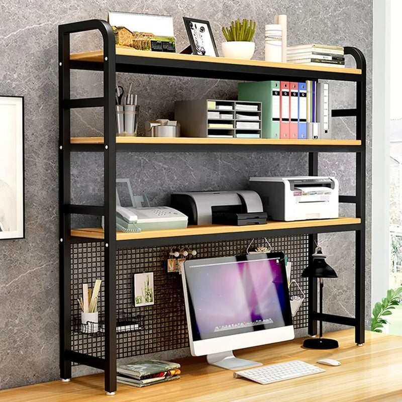 Desktop Bookshelf Adjustable Desk Bookshelf Organizer Rack - Countertop Hutch Bookshelf, 3-Tier Bookshelf Desk Shelf, All Metal Desktop Bookcase for Computer Desk, for Home, Dorm, Office Supplies (Co V6315