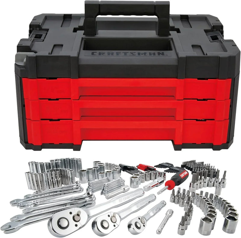 262-Piece Mechanic Tool Set, Master Socket Set with 3-Drawer VERSASTACK Tool Box, SAE/Metric Set (CMMT45309) V8305