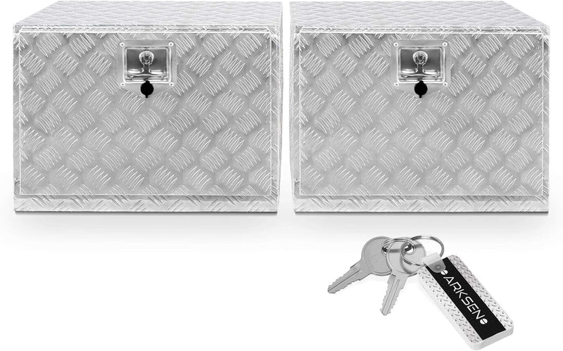 36 Inch Heavy Duty Aluminum Diamond Plate Tool Underbody Box, Waterproof Square Truck Storage Organizer Chest for Pick Up Truck Bed, RV Trailer with T-Handle Lock and Keys - Black C0874