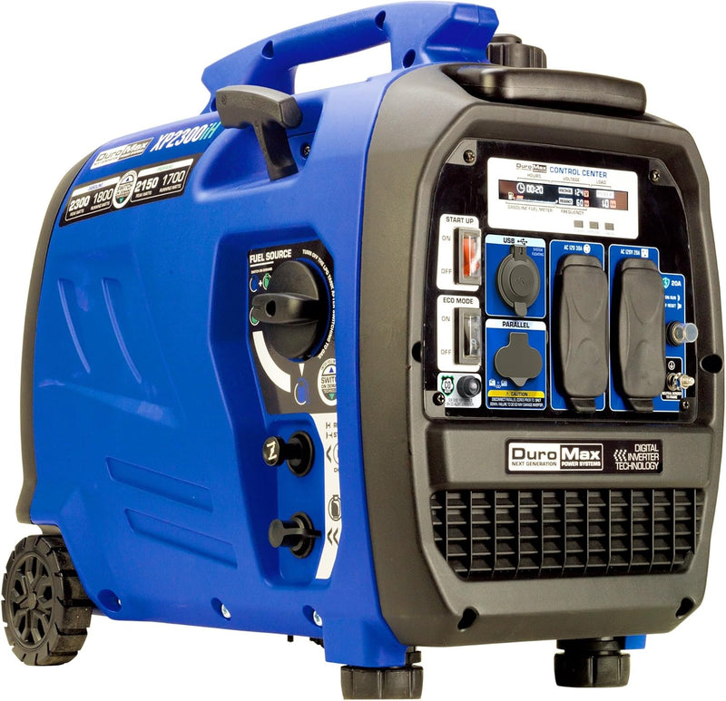 2300-watt dual-fuel portable digital inverter generator - Dual fuel (gasoline and propane), suitable for RVs and emergency use Q3432
