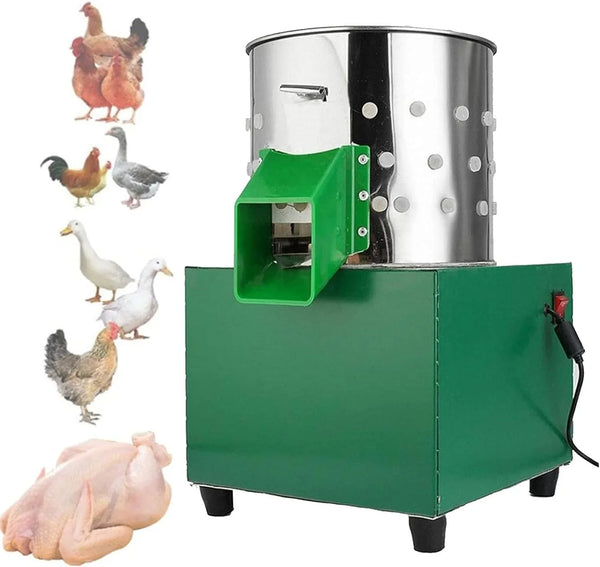Chicken Plucker, Poultry De-featherer with 110 Rubber Fingers, 60W High-Efficiency Hair Plucking, Stainless Steel, for Duck Goosey Farm E9982