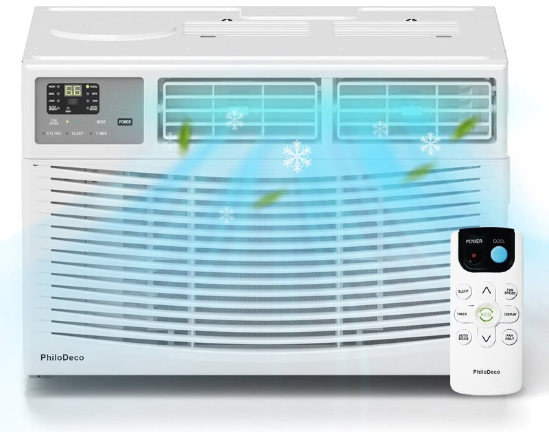 PhiloDeco 12000 BTU Window Air Conditioner 550 Sq Ft. Intelligent Ac Units, LED Display Screen, Operates Quietly, Energy-Saving. Timer ? Sleep and... S8073