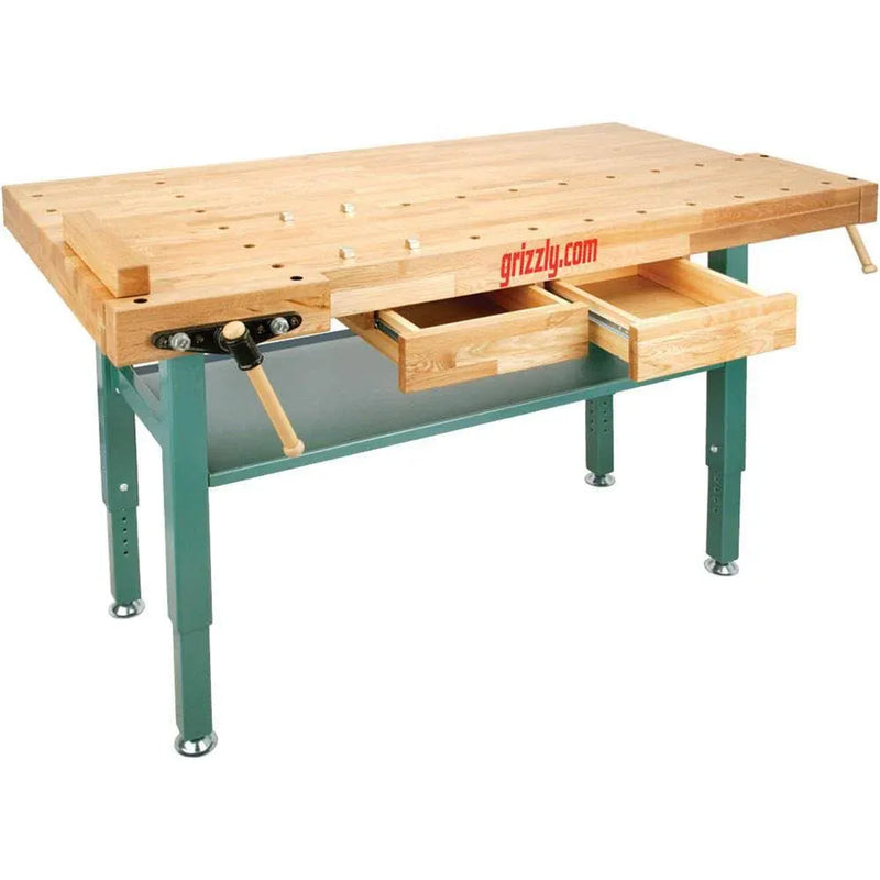 Grizzly Industrial T10157 - Heavy-Duty Oak Workbench with Steel Legs L863
