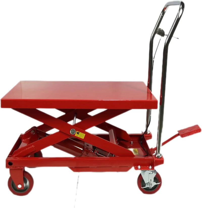 500LBS Hydraulic Lift Table Cart, 30" Lifting Height., Double Scissor Lift Table with 4 Wheels and Non-Slip Pad, Hydraulic Scissor Lift Table for Material Handling and Transportation E6218
