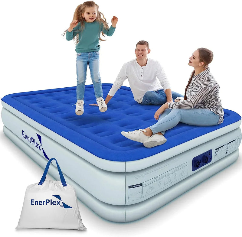 EnerPlex Queen Air Mattress with Built-in Pump - 16 Inch Double Height Inflatable Mattress for Camping U5098