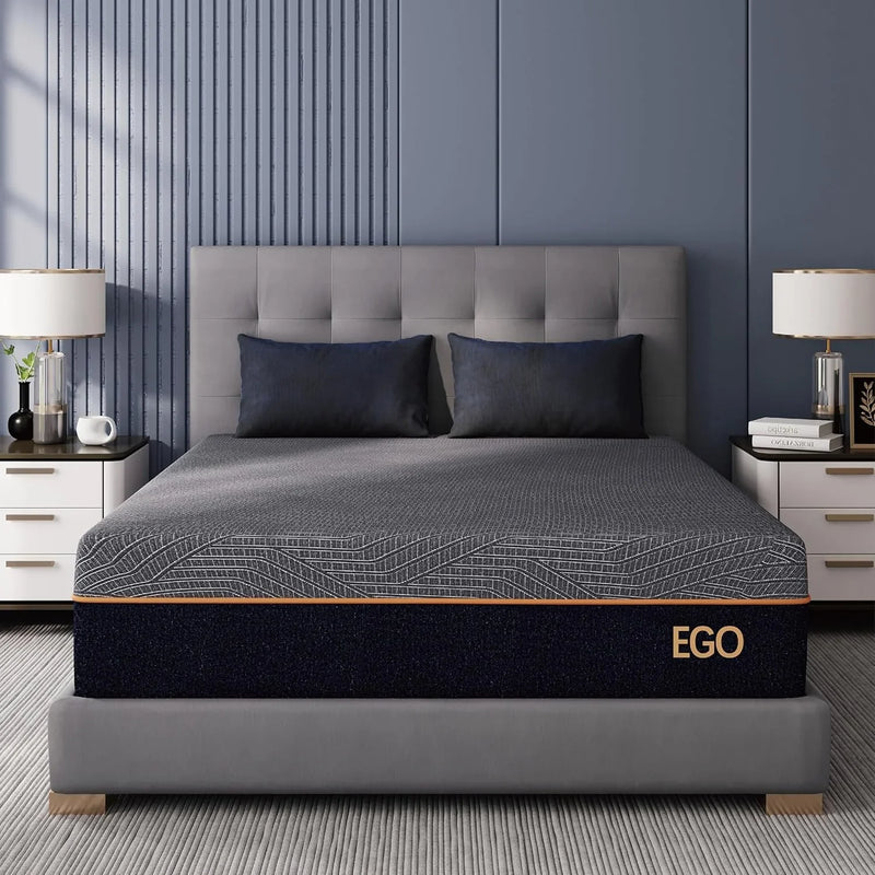 S14 Inch King Size Memory Foam Mattress for Back Pain, Cooling Gel Mattress Bed in a Box, Made in USA, CertiPUR-US Certified, Therapeutic Medium Mattress, 76x80x14 Black L1938